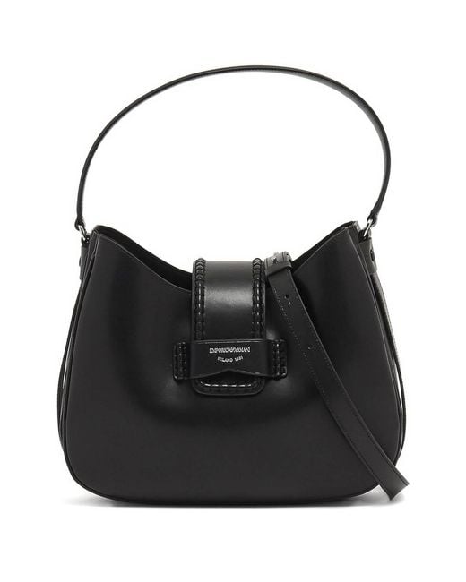 Emporio Armani Black Medium Leather Hobo Bag