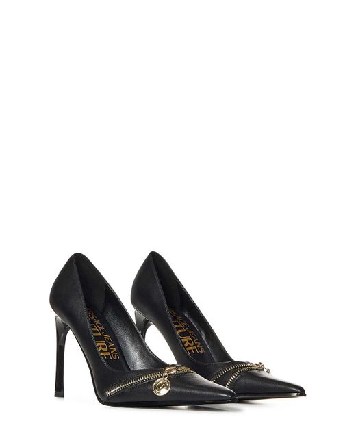 Versace Jeans Couture Black Faux Leather Pumps