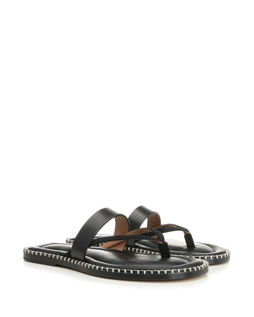 Dries Van Noten Black Leather Flip-Flops for men