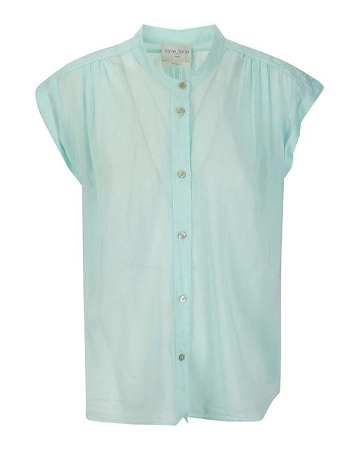 Forte Forte Green Cotton Silk Voile Short Sleeves Top