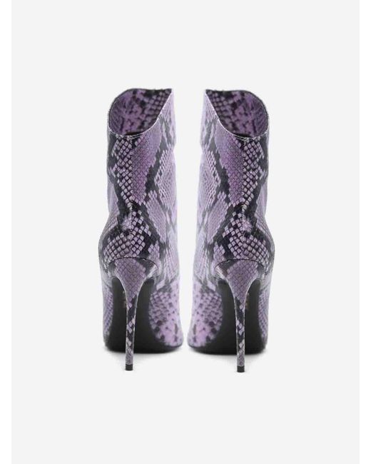Giuliano Galiano Purple Elise Python Effect Ankle Boots