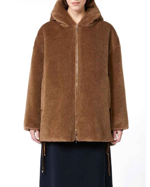 Max Mara Brown Reversible Alpaca And Wool Padded Jacket