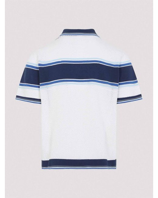 Casablanca Blue Mesh Stripe Polo for men