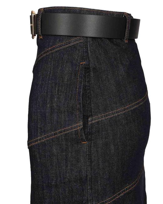 Self-Portrait Black Midi Skirt With Belt