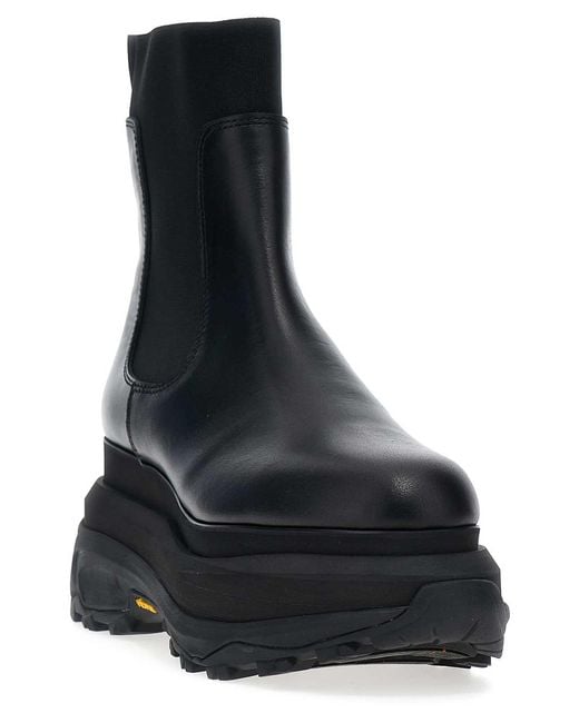 Sacai Black Chelsea Leather Ankle Boots