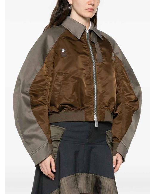 Sacai Brown Zip Bomber Jacket
