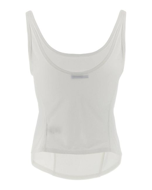 Mugler White Corseted Tank Top