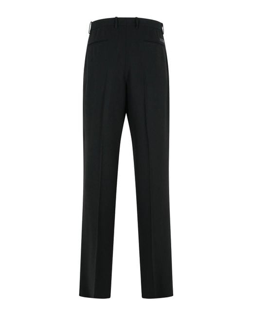 Versace Black Straight-Leg Wool Blend Pants for men