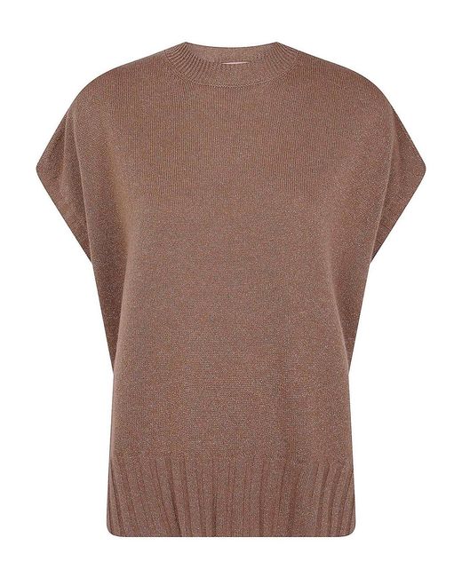 Twinset Brown Sleeveless Round Neck Sweater