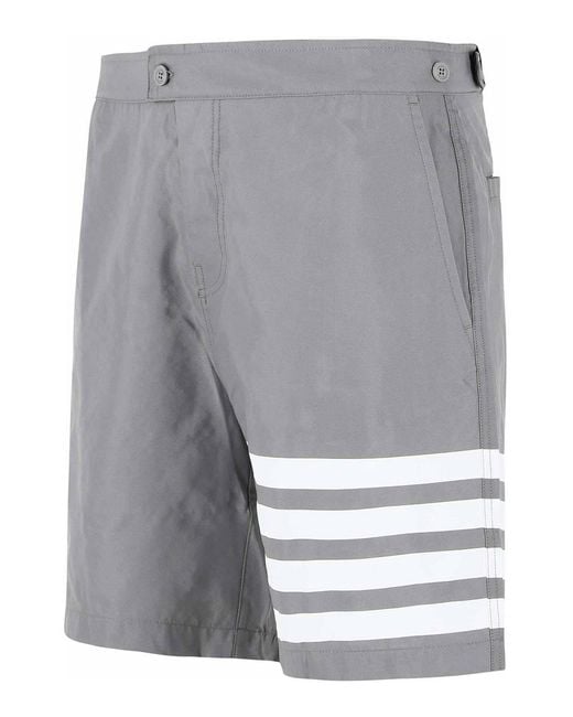 Thom Browne Gray Swim Tech Nylon Swimsuit for men