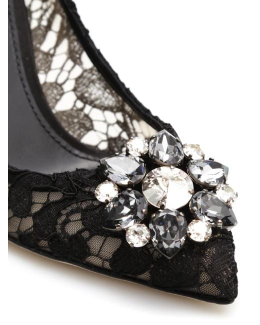 Dolce & Gabbana Black Lace Pumps With Brooch Detailing