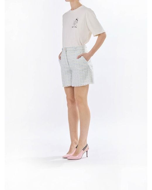 Karl Lagerfeld White Boucl Shorts