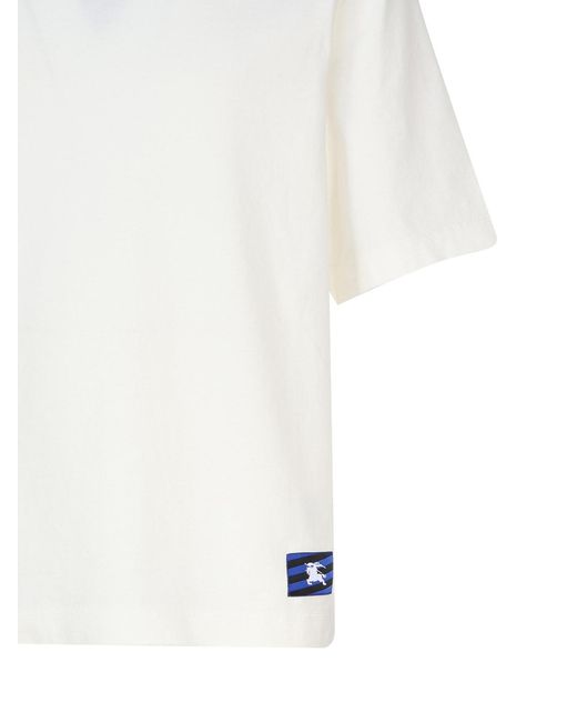Burberry White Equestrian Knight T-Shirt for men