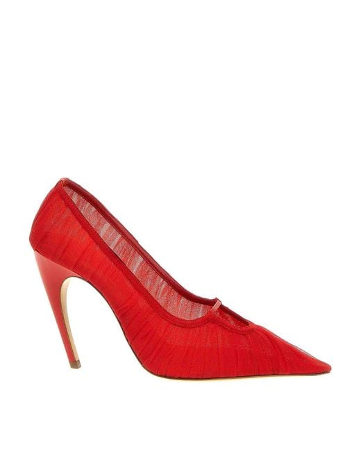 Nensi Dojaka Red Tulle Pumps