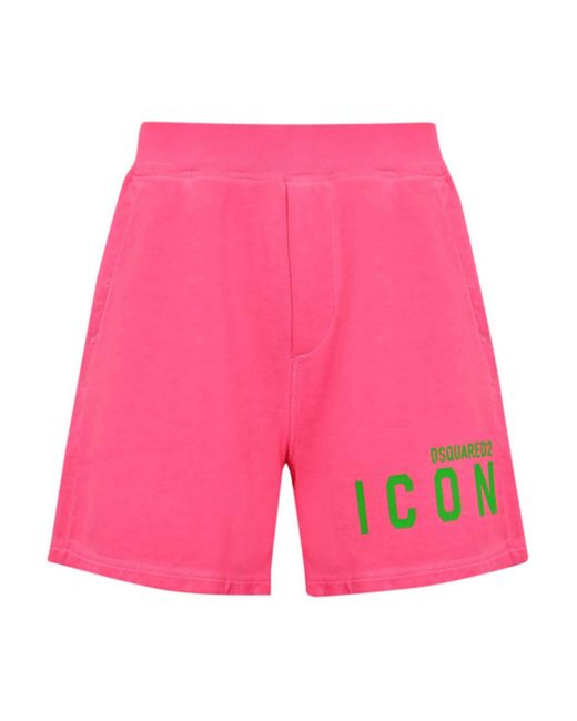 DSquared² Pink Icon Cotton Shorts for men