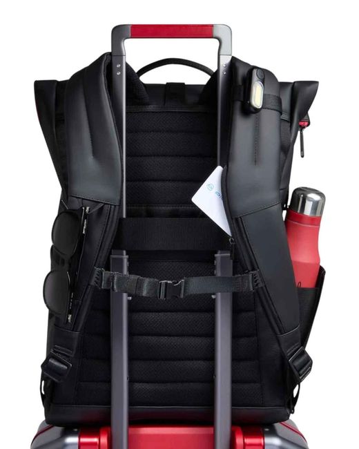 Piquadro Black Roll-Top Backpack for men