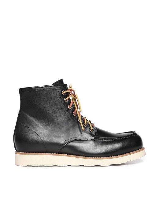 Giuliano Galiano Black Shark Leather Lace-Up Boots for men