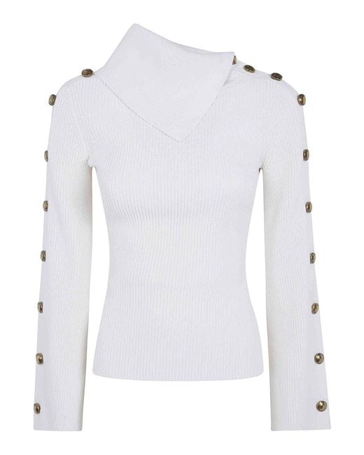 Elisabetta Franchi White Tricot Round Neck Sweater