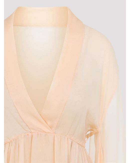 Alberta Ferretti Natural Chiffon Long Dress
