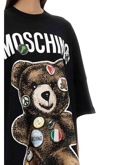 Moschino Black T-Shirt Dress Orsetto Pins