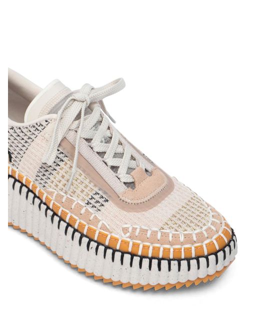 Chloé Brown Biscuit-Colored Mesh Nama Sneakers
