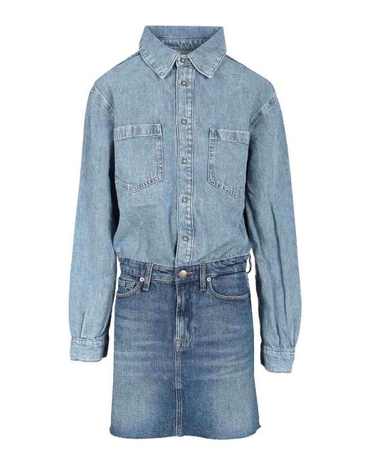 7 For All Mankind Blue Ipanema Mini Dress