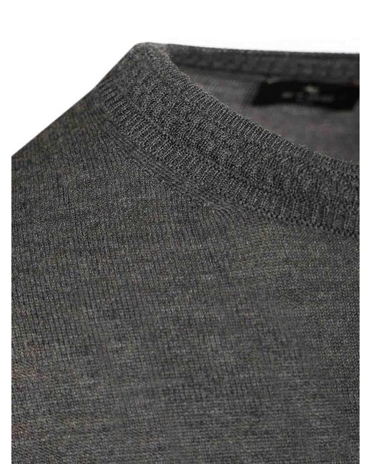 Etro Gray Wool And Silk Sweater for men