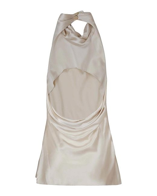 Balmain White Halterneck Crepe Satin Top