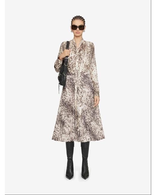 Givenchy Natural Snow-Leopard Printed Lavalliere Blouse