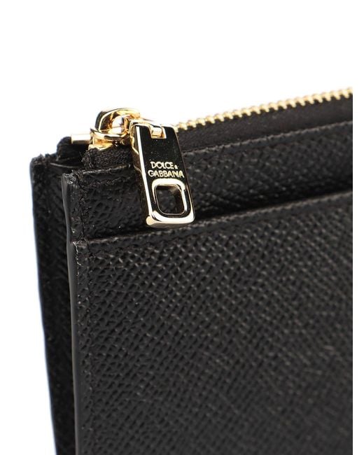 Dolce & Gabbana Black Dauphine Leather Card Case