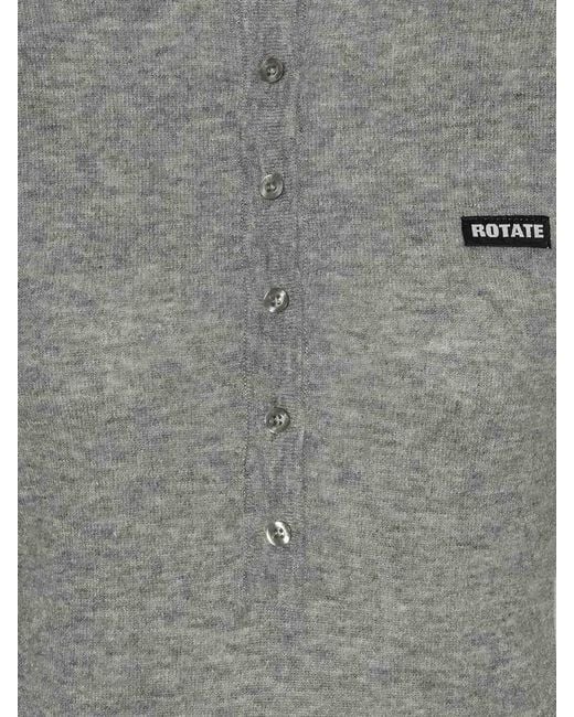 ROTATE BIRGER CHRISTENSEN Gray Wool Polo Shirt With Logo