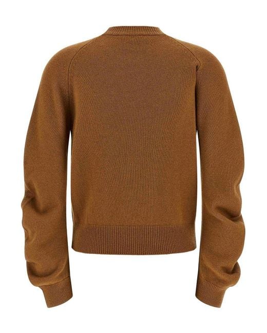 Nude Brown Curved Sleeve Sweater