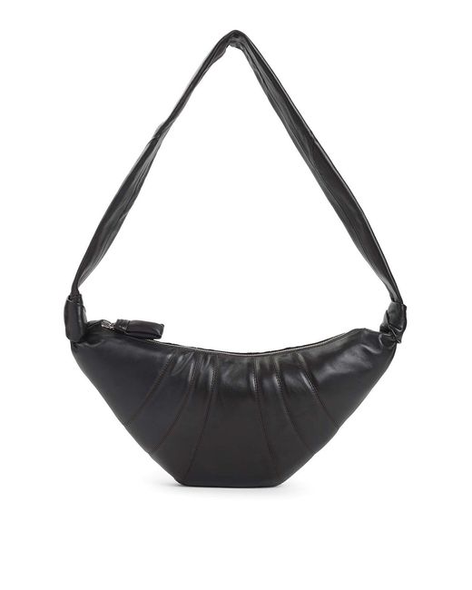 Lemaire Black Leather Medium Croissant Bag for men