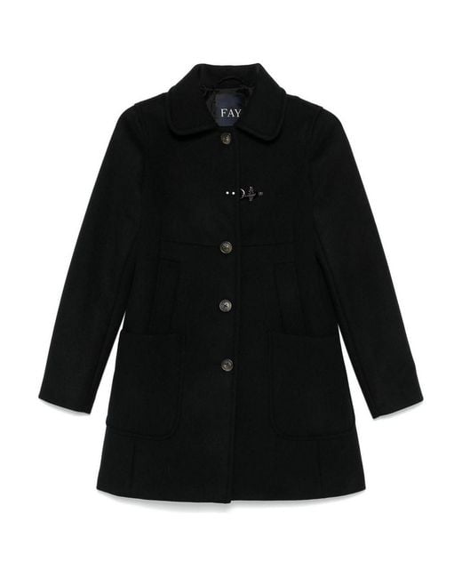 Fay Black Wool And Cashmere Coat