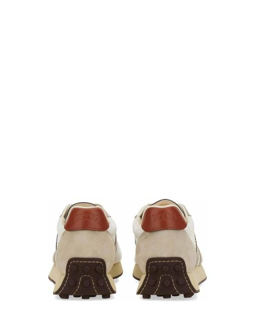 Tod's Natural Leather And Fabric Sneaker