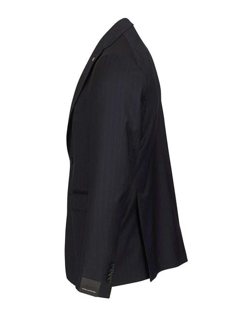 Tagliatore Black Montecarlo Pinstriped Suit for men