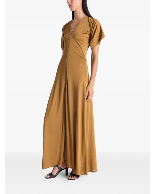Lemaire Metallic V-Neck Zipped Dress