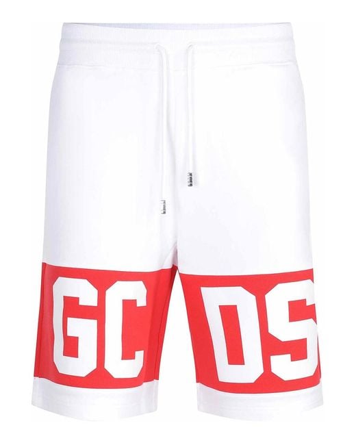 Gcds Red Bermuda Shorts Made Of Cotton for men
