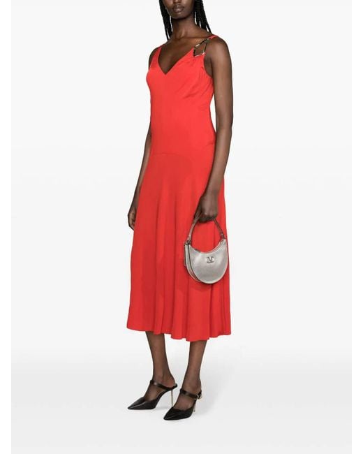 Lanvin Red Sleeveless A-Line Midi Dress