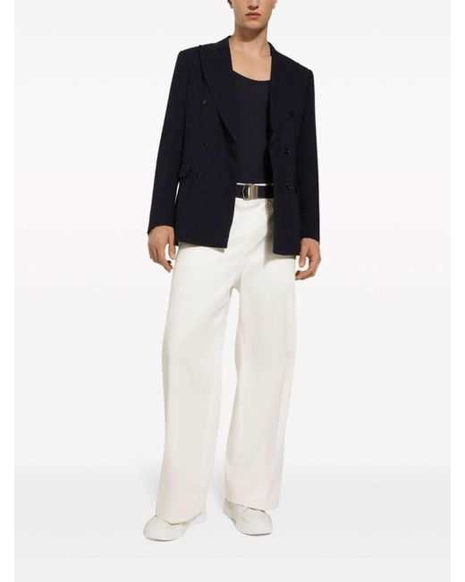 Dolce & Gabbana Blue Linen Double-Breasted Jacket for men