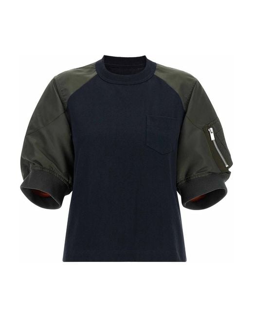 Sacai Blue Hybrid T-Shirt