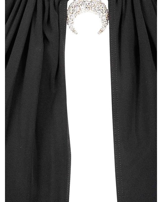 MARINE SERRE Black Draped Jersey Ls Long Dress