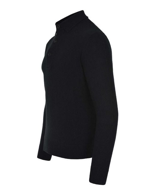 FILIPPO DE LAURENTIIS Black Polo Made Of A Wool And Cashmere Blend for men