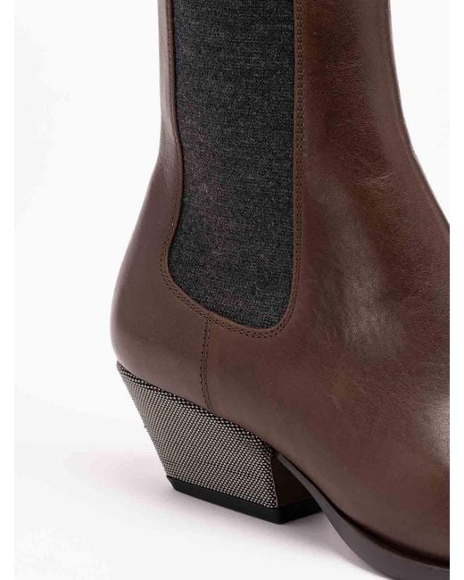 Brunello Cucinelli Brown Ankle Boots With Heels