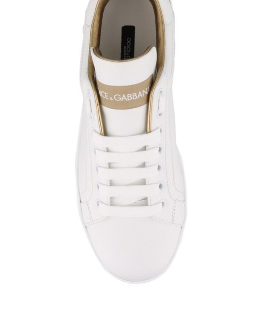 Dolce & Gabbana White Dolce & Gabbana Calf Leather 'Portofino' Sneakers