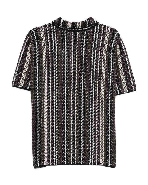 Altea Black Striped Short Sleeve Shirt for men