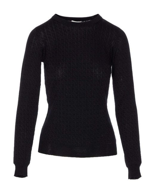Elisabetta Franchi Black Wool Blend Crewneck Sweater