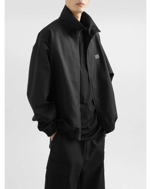 Dolce & Gabbana Black Virgin Wool Logo Tag Jacket for men