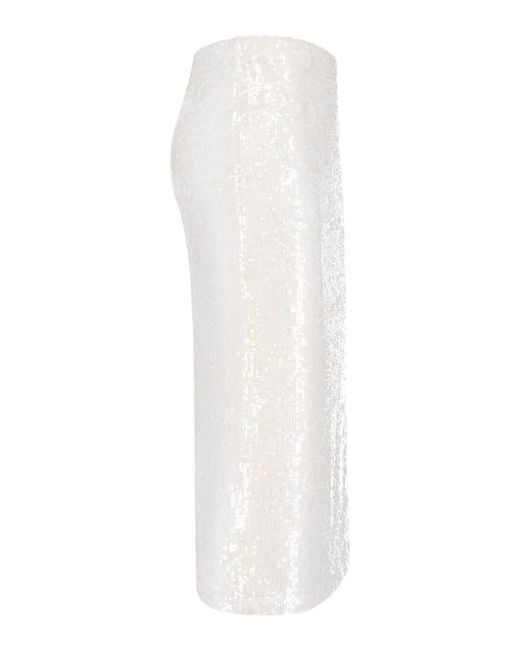 P.A.R.O.S.H. White Midi Sequin Skirt