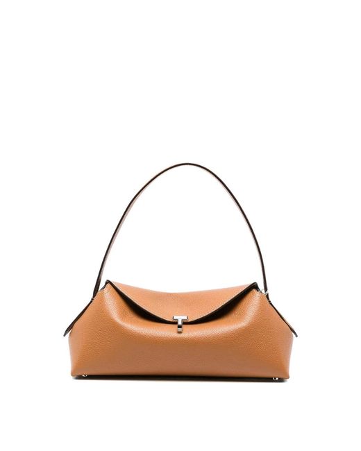 Totême Metallic T-Lock Grained Leather Shoulder Bag